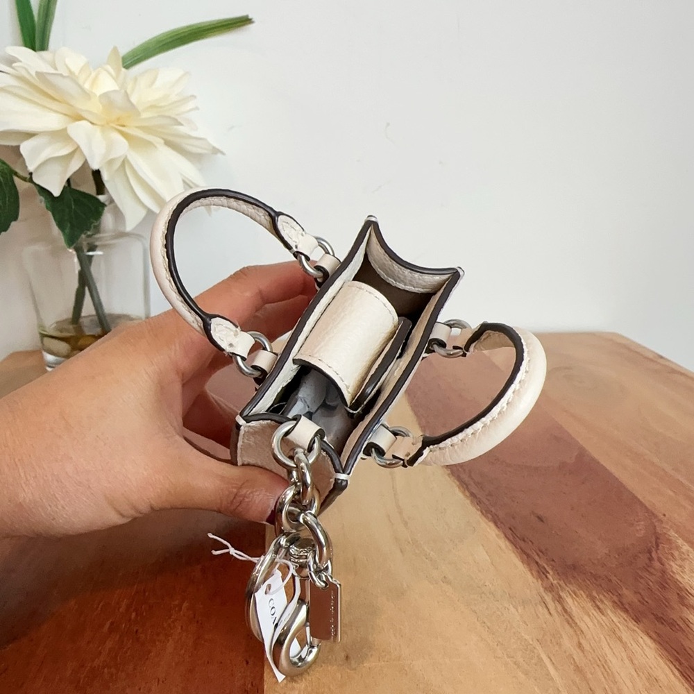 NWT Coach North/South Mini Tote Bag Charm With Floral Print - Picture 6 of 6